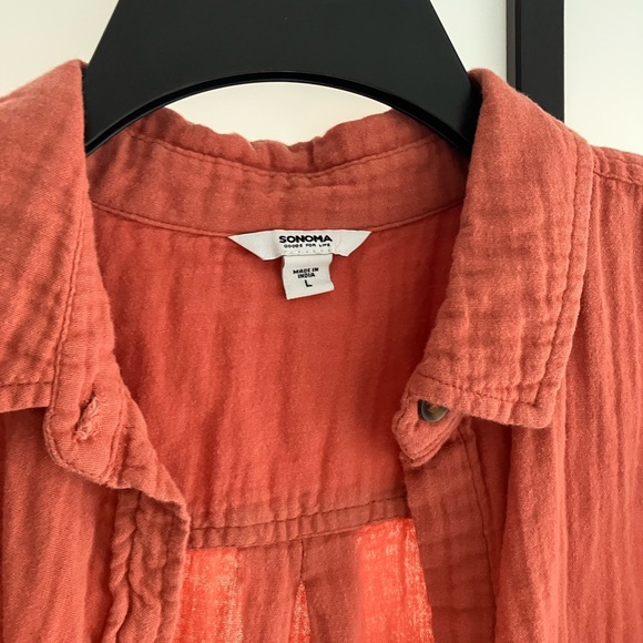 SONOMA lightweight cotton gauze shirt sz L - Picture 2 of 5